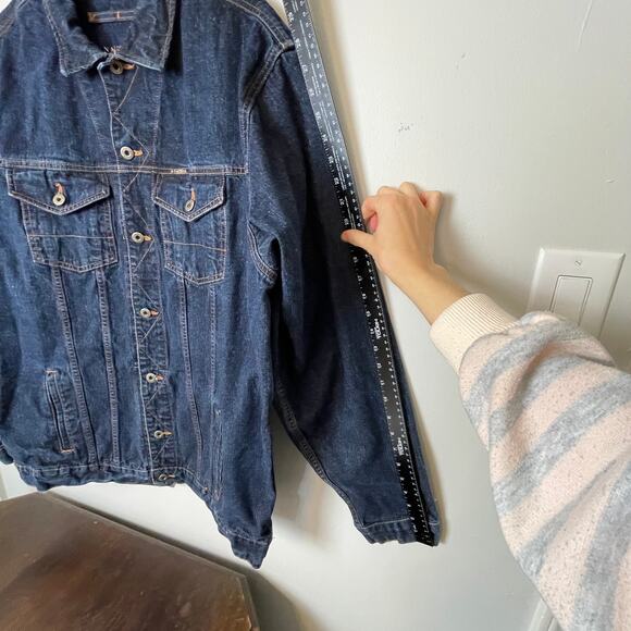 Vintage Men's Denim Trucker Jacket Size XXL Nautica Dark Denim Y2K Grunge - Picture 7 of 14